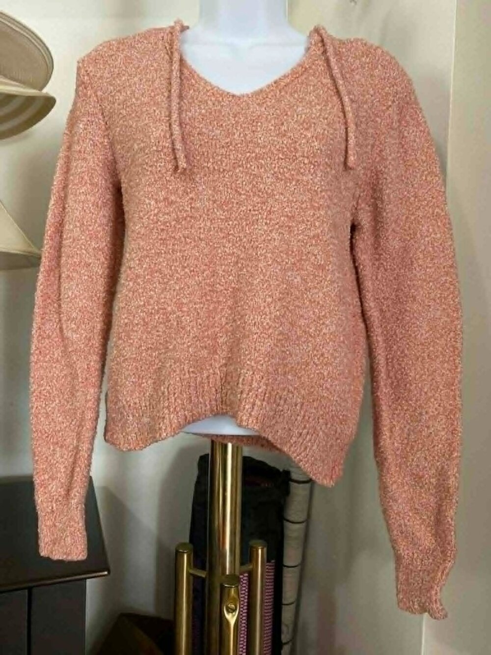 Crave Fame Fuzzy Hoodie Pink Drawstring Long Sleeve Sweatshirt